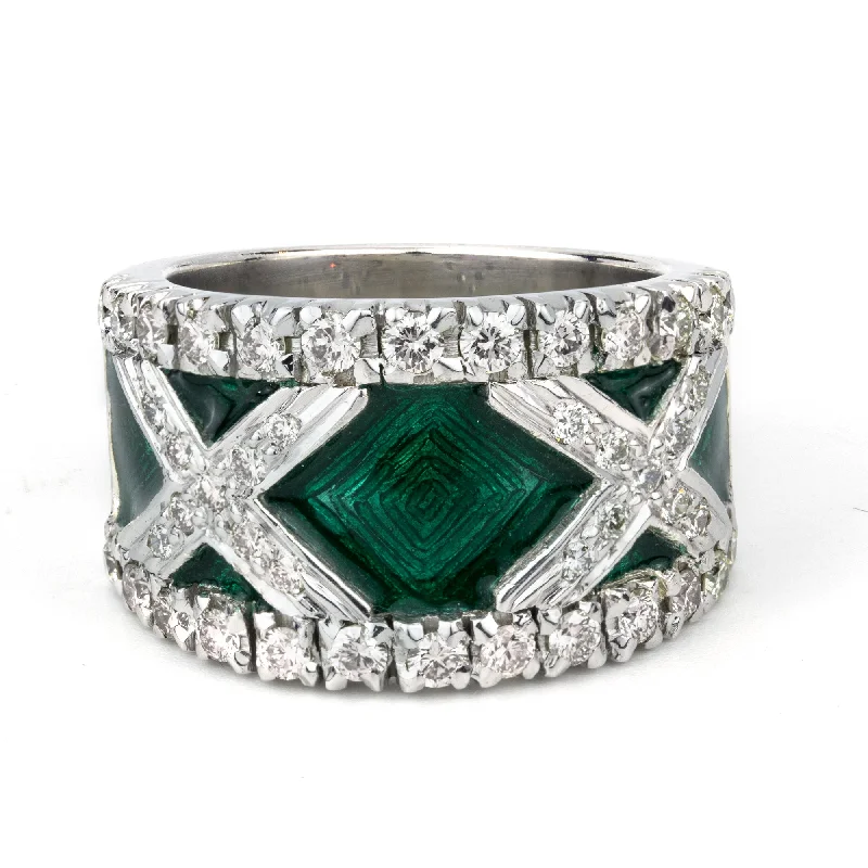 ladies-emerald-bypass-rings-Ring - Diamond (enamel)