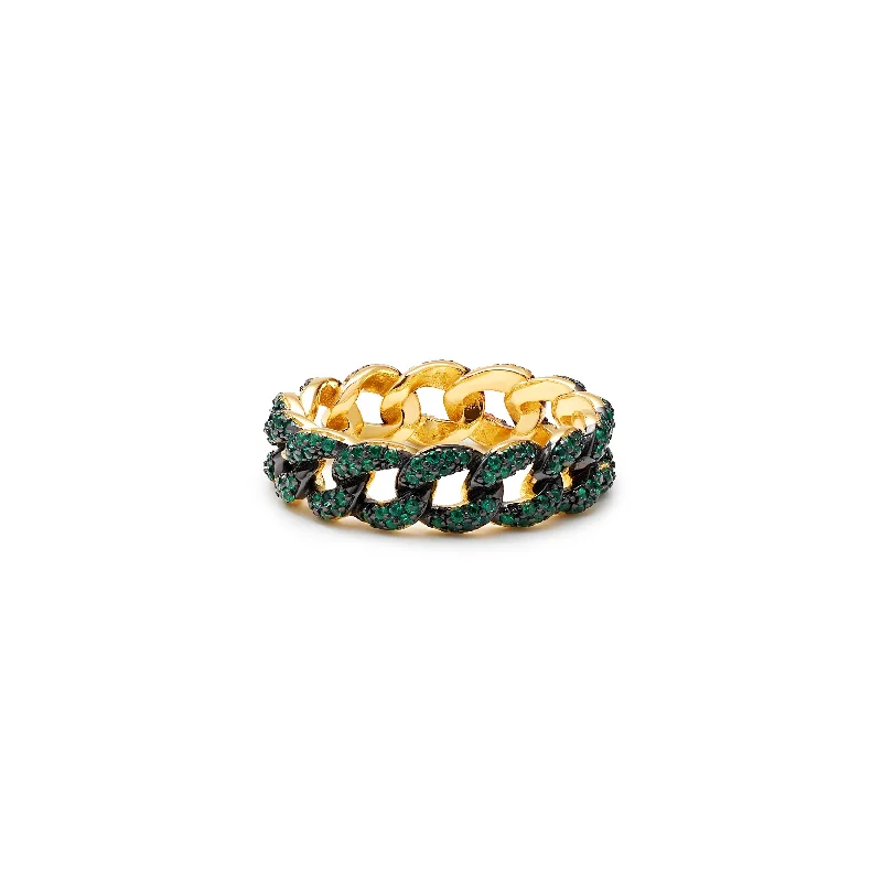 ladies-sapphire-accent-rings-THE EMERALD CUBAN LINK RING