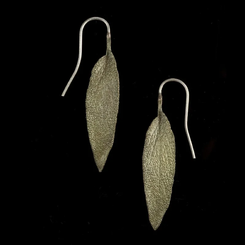 ladies-gold-diamond-earrings-Sage Earrings - Leaf