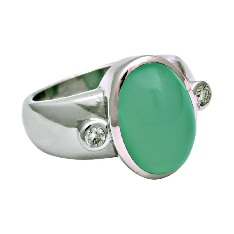 ladies-pearl-cluster-rings-Ring- Chrysoprase And Diamond