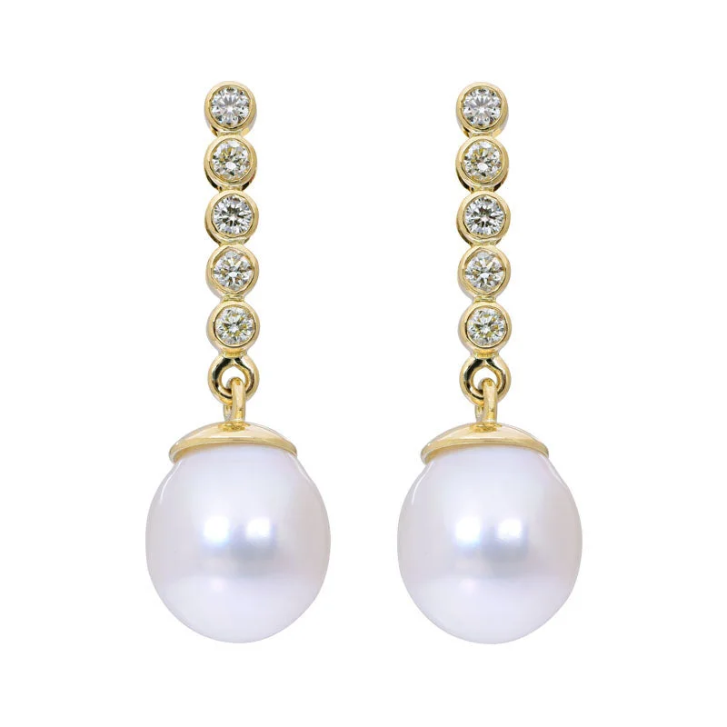 ladies-rose-gold-silver-earrings-Earrings- South Sea Pearl and Diamond