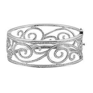 Ladies bracelets soft elegance -14K White 5 1/8 CTW Diamond Bangle Bracelet