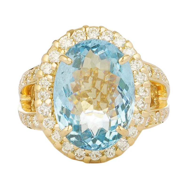 ladies-asscher-cut-rose-gold-rings-Ring - Aquamarine and Diamond (2221D)