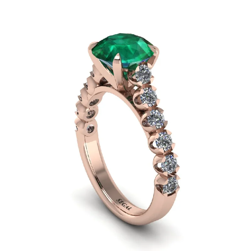 engagement-white-gold-halo-rings-2ct Round Cut Emerald 14K Gold Engagement Ring - Christina No. 5