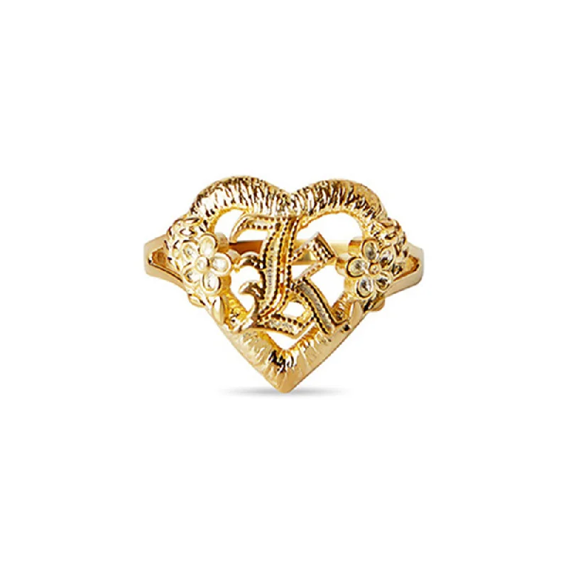 ladies-modern-diamond-rings-THE CUTOUT OLD ENGLISH FLOWER HEART LETTER RING