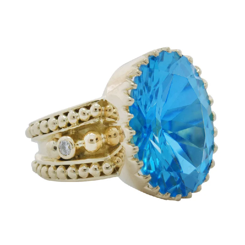 ladies-bridal-rose-gold-rings-Ring- Blue Topaz And Diamond (1829G)