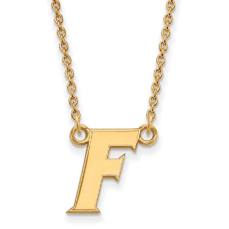 Ladies necklaces 22k gold elegance -14k Gold Plated Silver U of Florida Small Initial F Pendant Necklace