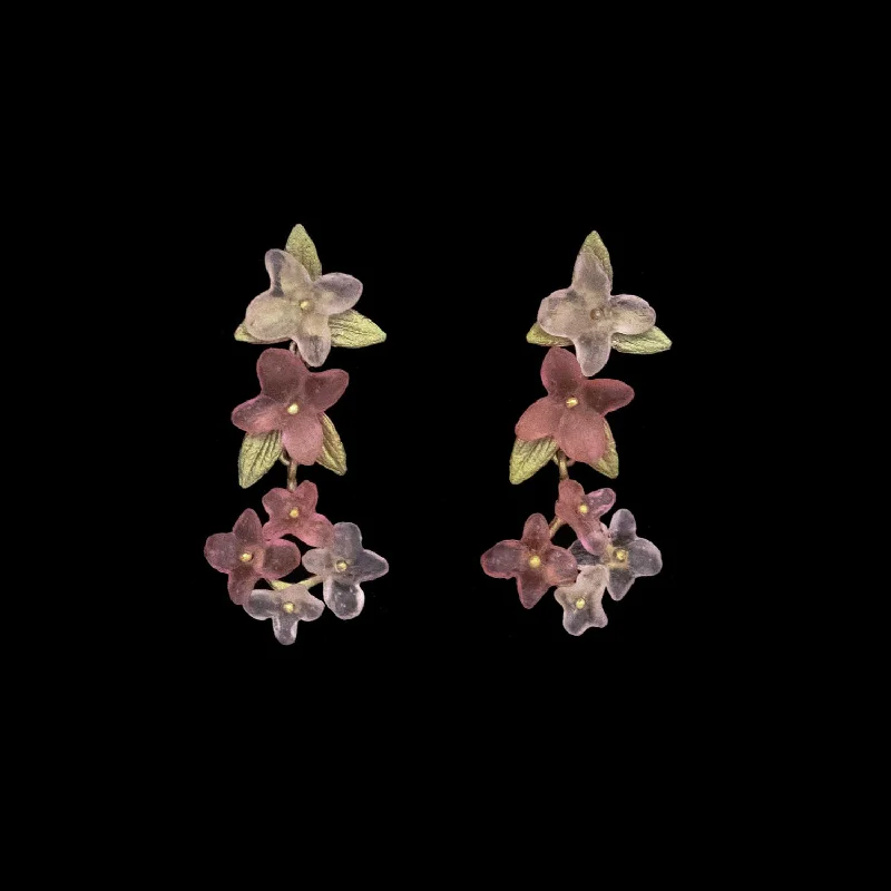 ladies-gift-silver-earrings-Pink Hydrangea Earrings - Statement