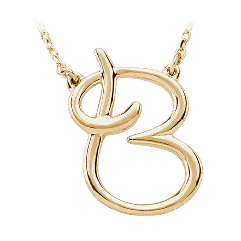 Ladies necklaces modern elegance -14k Yellow Gold, Olivia Collection, Medium Script Initial B Necklace