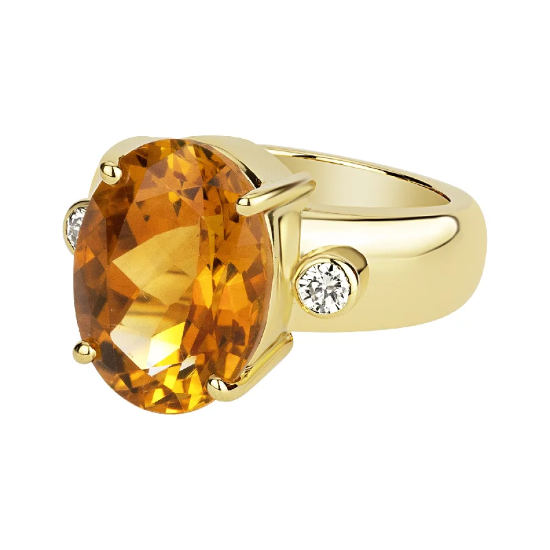 ladies-emerald-cut-gold-rings-Ring - Citrine And Diamond (2331E)