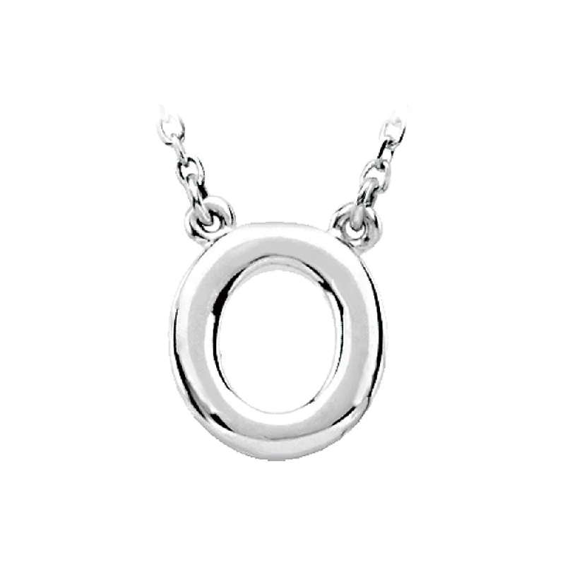 Ladies necklaces for lifelong friends -14K White Gold, Kendall Collection, Block Initial O Necklace, 16 Inch