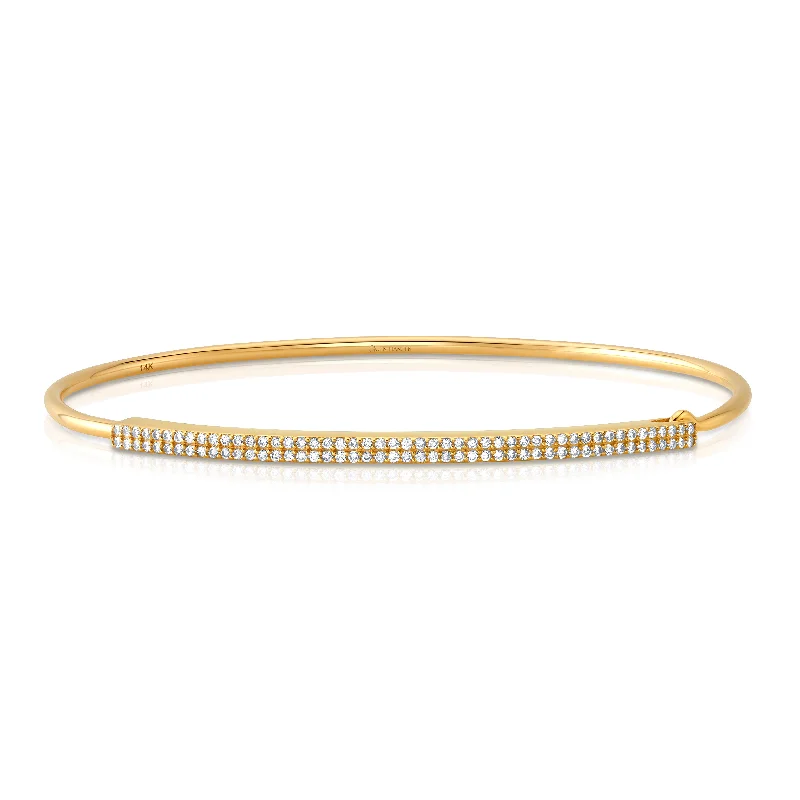 Ladies bracelets trendy flair -DOUBLE ROW DIAMOND HOOK BRACELET, GOLD