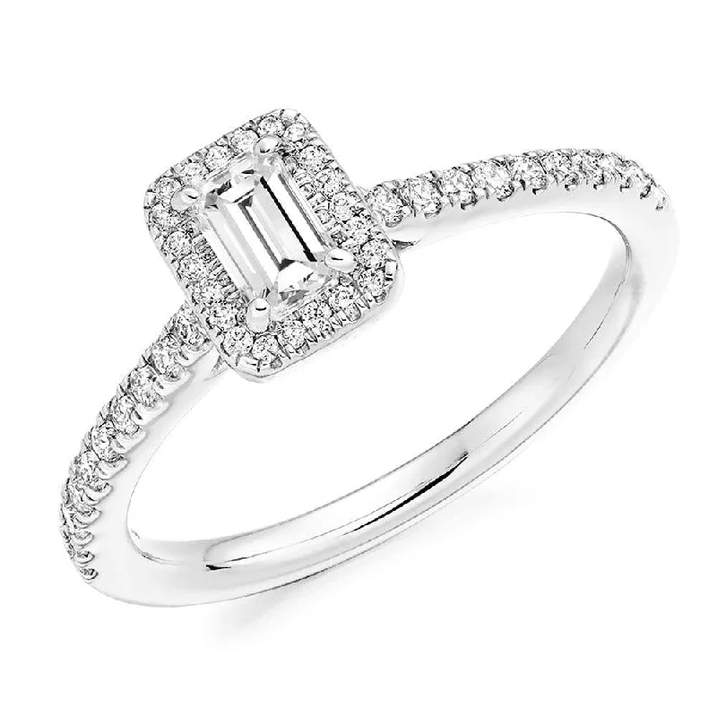 engagement-asscher-cut-sapphire-rings-Platinum Emerald Cut Diamond & Surround Engagement Ring