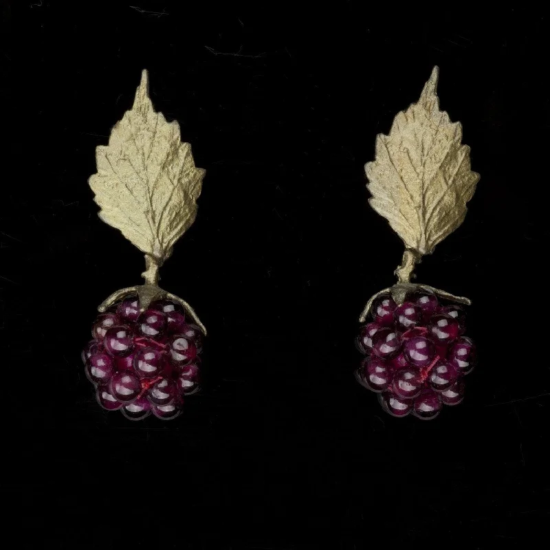 ladies-affordable-gold-earrings-Raspberry Earrings - Post Leaf