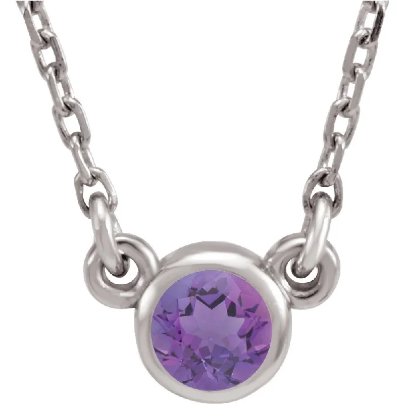 Ladies necklaces pastel hues -Sterling Silver 4mm Round Gemstone Solitaire Necklace, 16 Inch