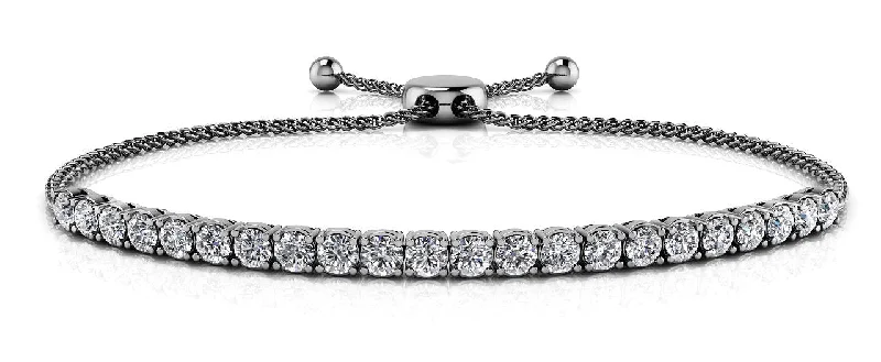 Ladies bracelets for dance vibes -14K White Gold Diamond Bolo Bracelet