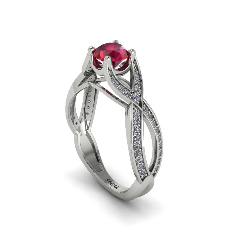 engagement-pearl-wide-band-rings-Ruby Eternal Twist Engagement Ring - Maisie No. 12