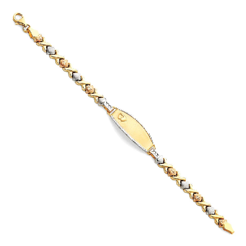 Ladies bracelets simple elegance -14K Tri-Color Baby ID Hearts Bracelet