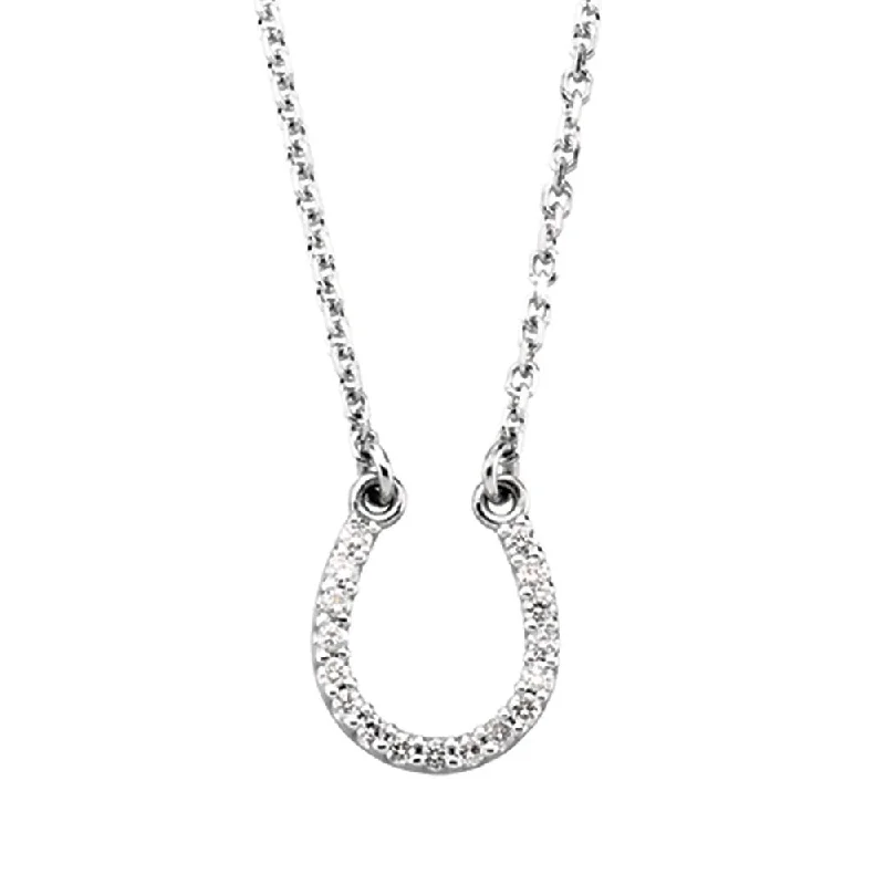 Ladies necklaces for fitness buffs -.08 cttw Diamond Horseshoe Necklace in 14k White Gold