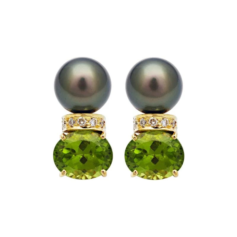 ladies-elegant-chandelier-earrings-Earrings-Peridot, South Sea Pearl and Diamond  (2106F)