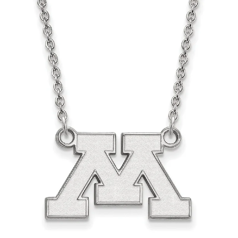 Ladies necklaces fine charm -Sterling Silver U of Minnesota Small Initial M Pendant Necklace