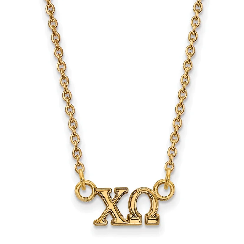 Ladies necklaces with shadow moonstone -14K Plated Silver Chi Omega XS (Tiny) Greek Letters Necklace