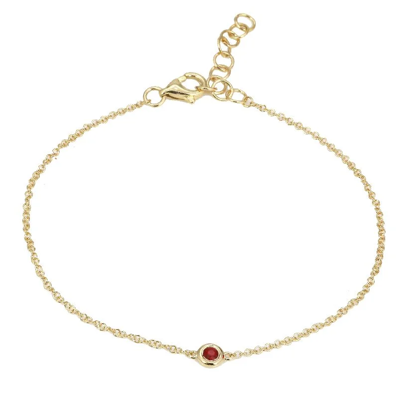 Ladies bracelets sleek elegance -14k Yellow Gold Ruby Gemstone Chain Bracelet