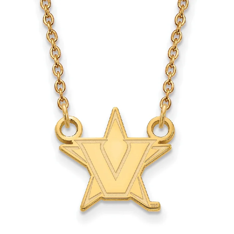 Ladies necklaces skin-safe alloys -10k Yellow Gold Vanderbilt U Small Pendant Necklace