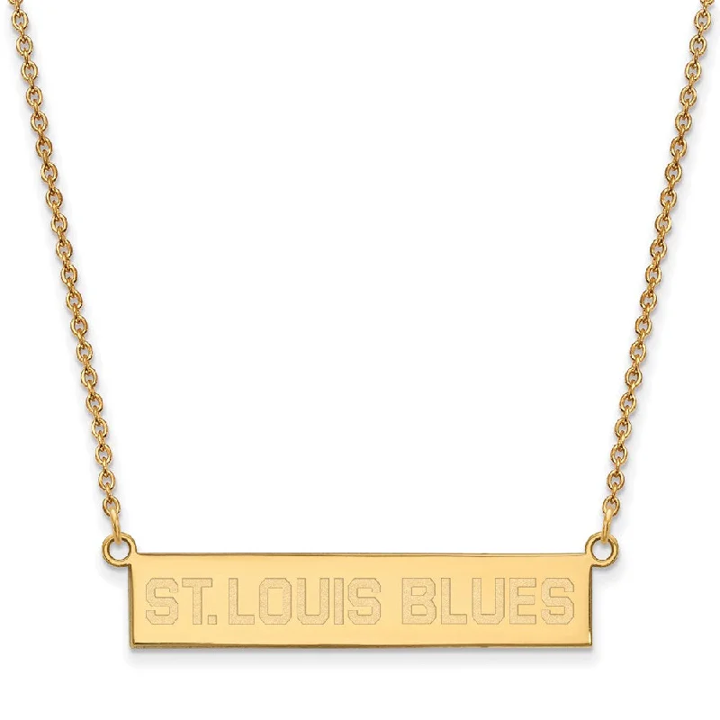 Ladies necklaces brilliant elegance -SS 14k Yellow Gold Plated NHL St. Louis Blues SM Bar Necklace, 18 Inch