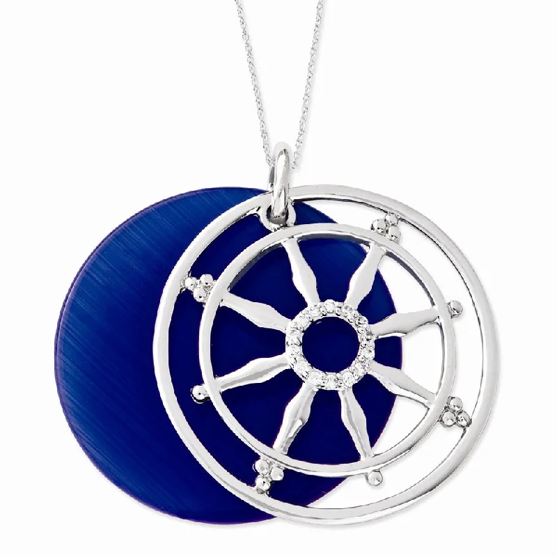 Ladies necklaces trio sets -Stay On Target, Silver Captain's Wheel Necklace with Cubic Zirconia