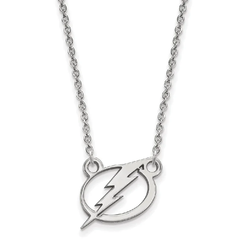 Ladies necklaces with midnight quartz -Sterling Silver NHL Tampa Bay Lightning Small Necklace, 18in