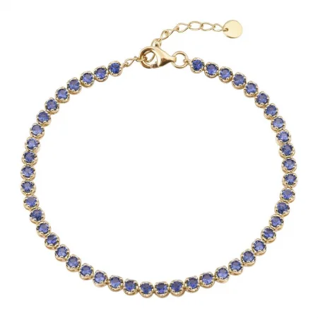 Ladies bracelets hypoallergenic alloys -14k Yellow Gold Crown Prong Sapphire Tennis Bracelet