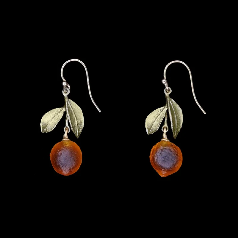 ladies-gemstone-post-earrings-Orange Earrings - Drop Wire