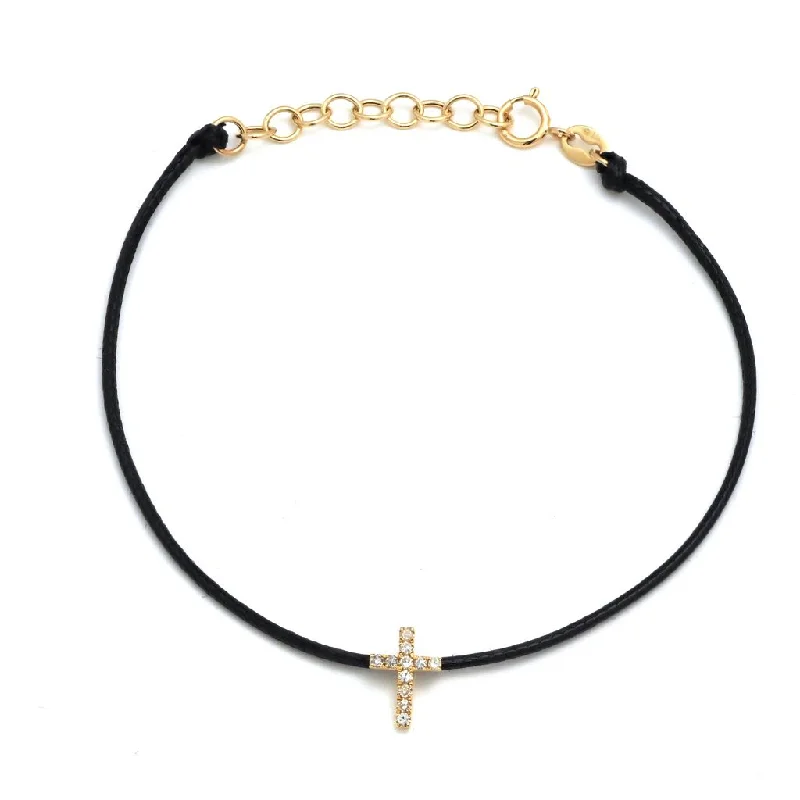 Ladies bracelets with dusk quartz -14k Yellow Gold Cross Cord Bracelet