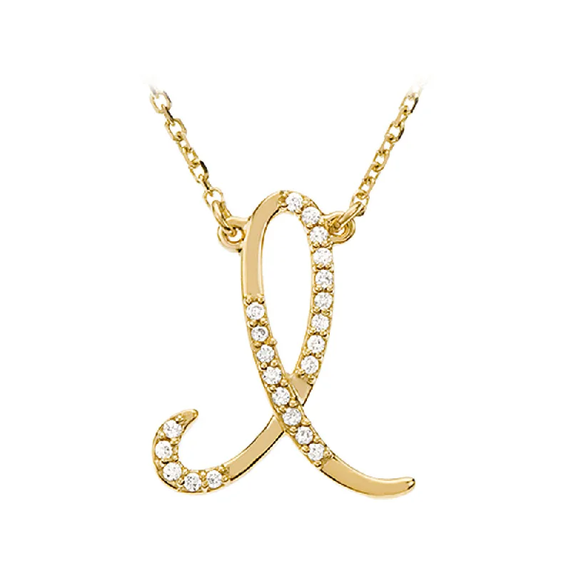 Ladies necklaces coiled brilliance -1/10 Ctw Diamond 14k Yellow Gold Medium Script Initial I Necklace 17in