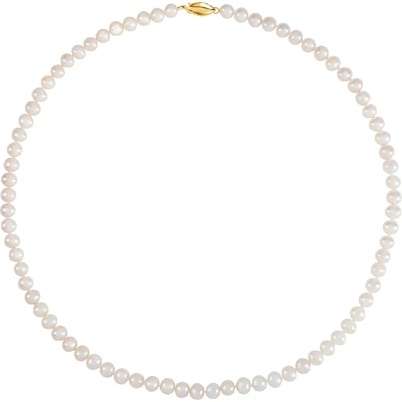 Ladies necklaces for gathering vibes -5.5-6.0mm White FW Cultured Pearl & 14k Yellow Gold Necklace, 18 Inch