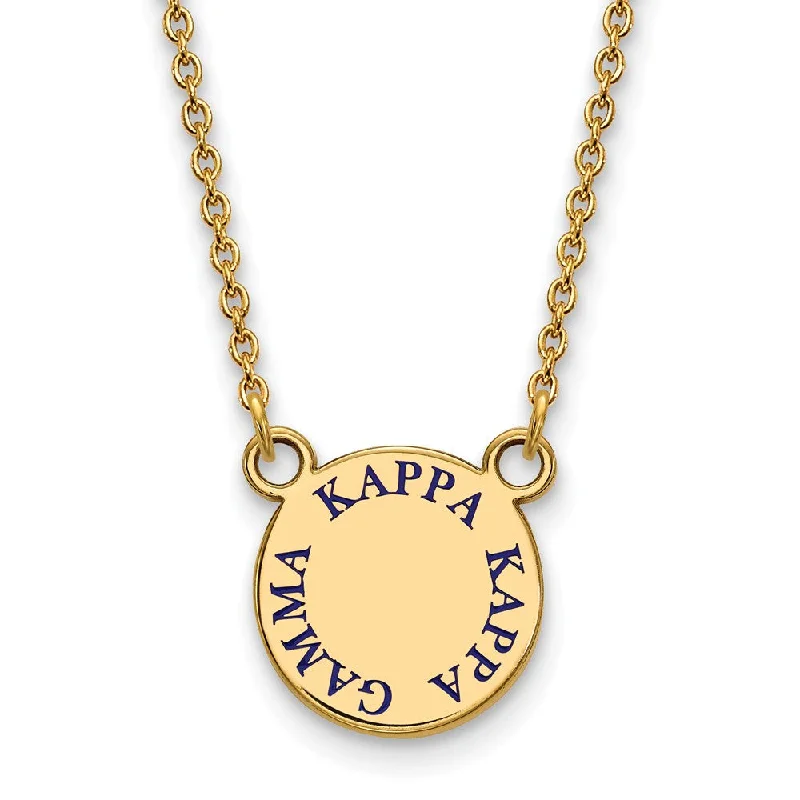 Ladies necklaces trendy elegance -14K Plated Silver Kappa Kappa Gamma Small Blue Enamel Necklace