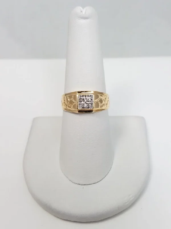 ladies-heart-platinum-rings-10k Yellow Gold Natural Diamond Ring Band