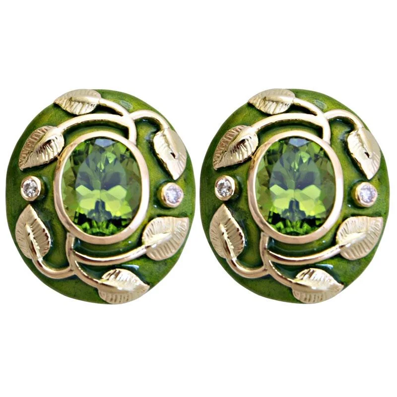 ladies-custom-chandelier-earrings-Earrings-Peridot and Diamond (Enamel)  (1752B)