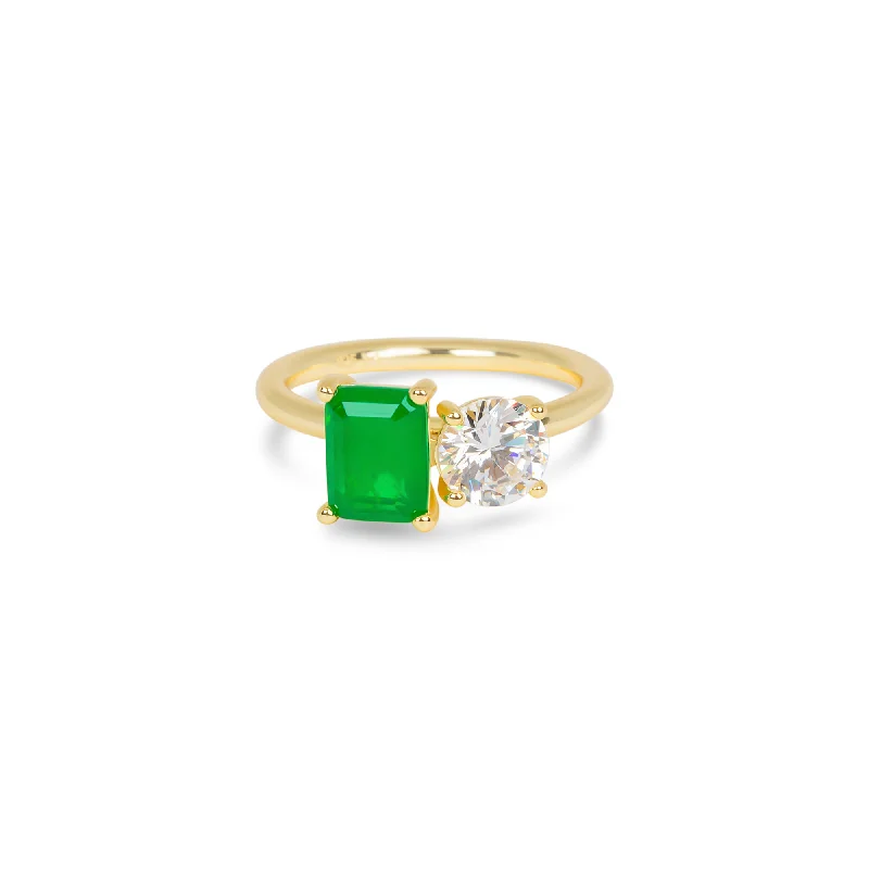 ladies-silver-bezel-rings-THE AVERY EMERALD STONE RING