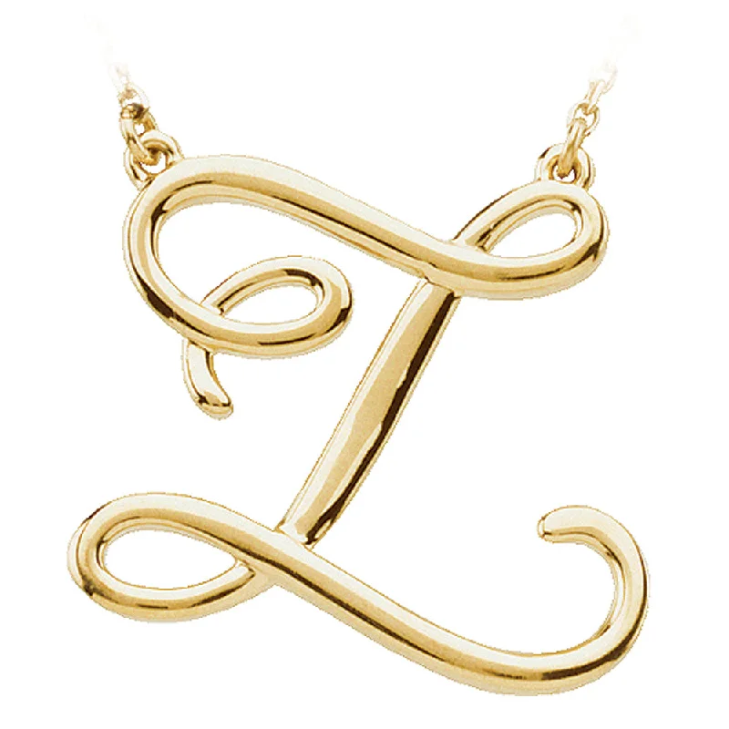 Ladies necklaces for squad gifts -14k Yellow Gold, Olivia Collection, Medium Script Initial Z Necklace