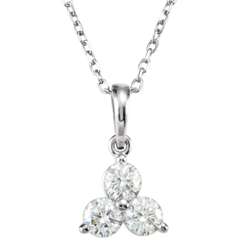 Ladies necklaces for storytellers -14k White Gold & Diamond Three-Stone Necklace, 18 Inch