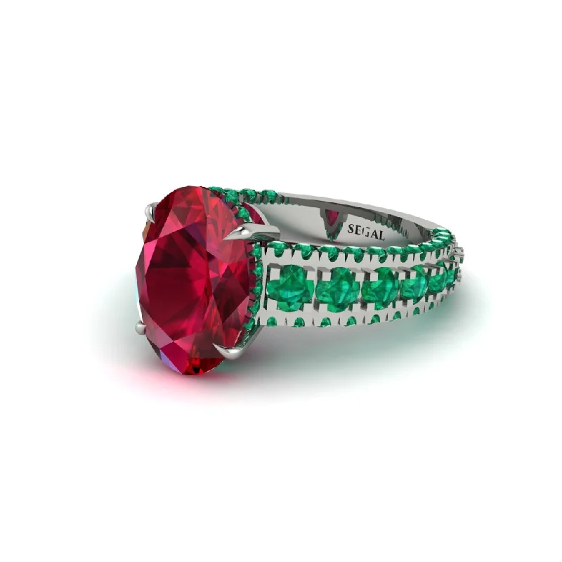 engagement-luxury-emerald-rings-4ct Oval Cut Ruby Pave Engagement Ring - Selah No. 27