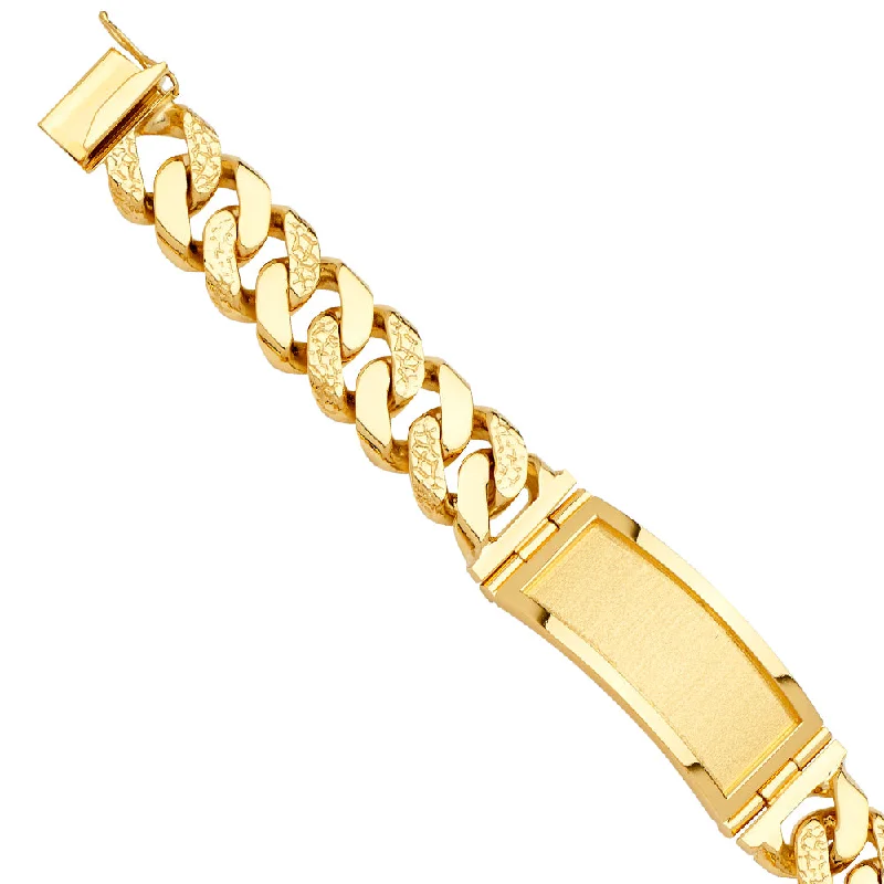 Ladies bracelets for evening sparkle -14K Cuban Link ID Bracelet