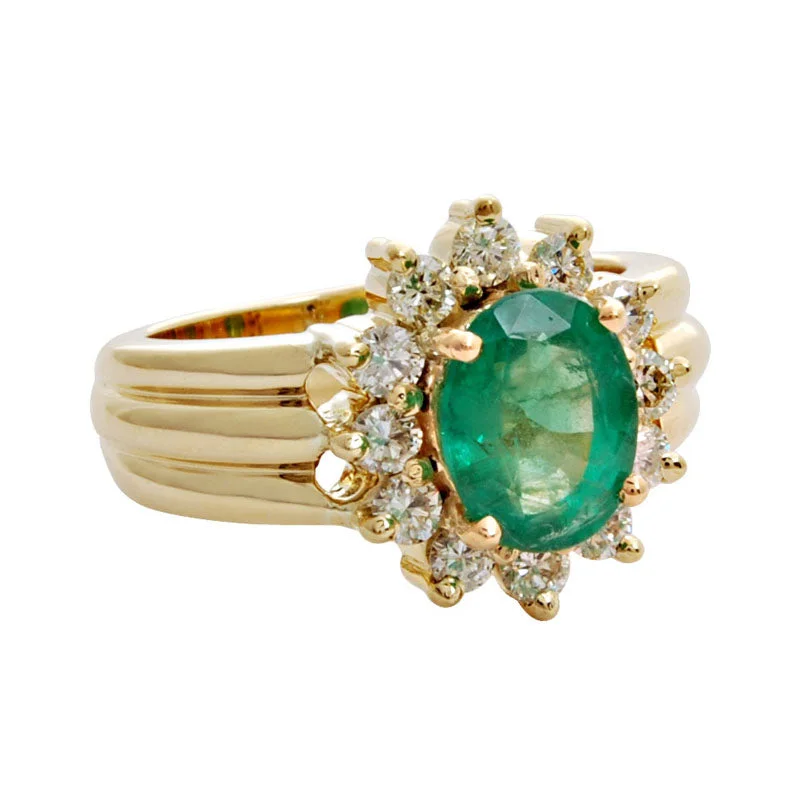 ladies-affordable-pearl-rings-Repair - Ring - Emerald and Diamond (1518I)