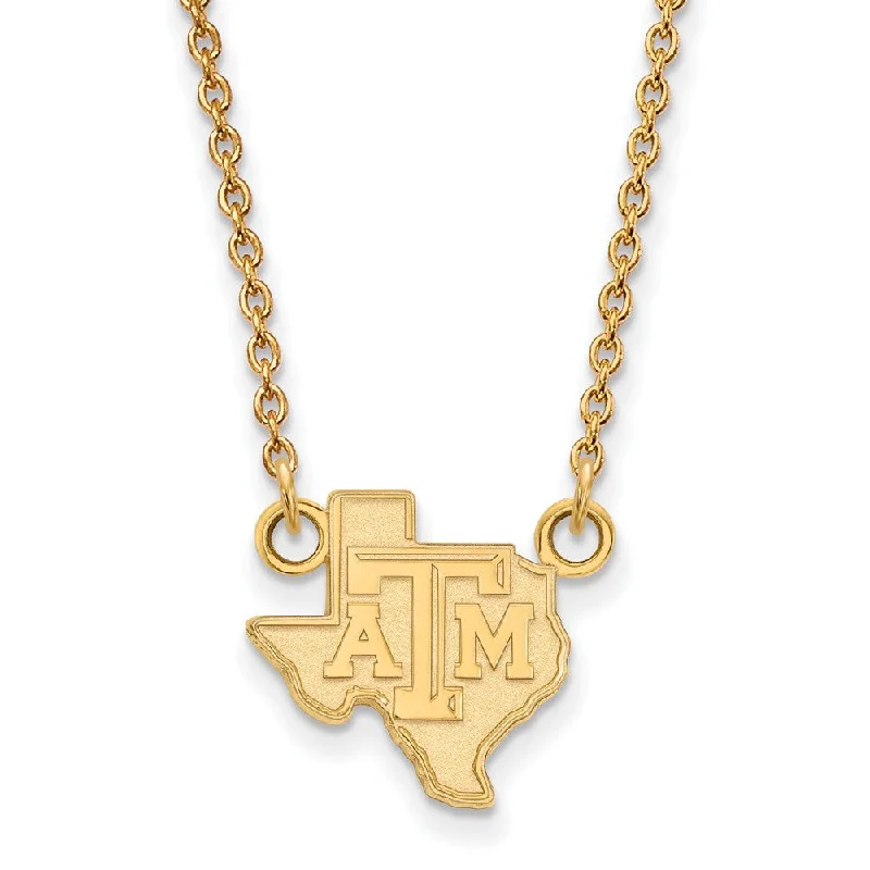 Ladies necklaces rustic charm -14k Gold Plated Silver Texas A&M U Sm 'TAM' Pendant Necklace