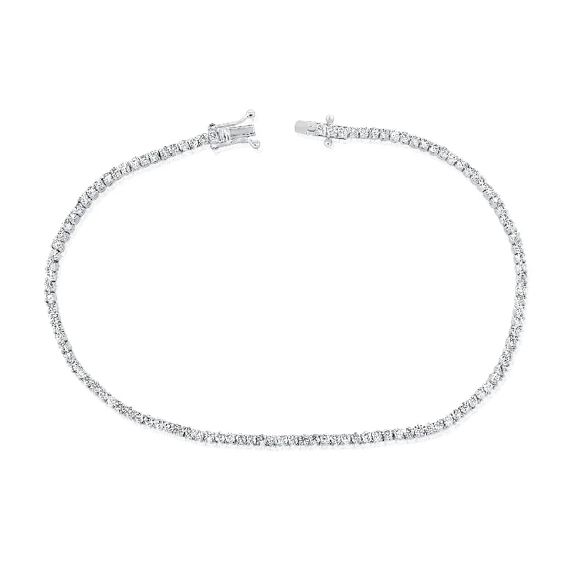 Ladies bracelets vintage flair -14K White Gold Diamond Petite Tennis Bracelet