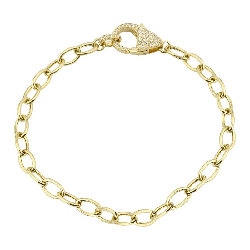 Ladies bracelets 24k gold shine -14k Yellow Gold Diamond Pave Lobster Clasp Link Bracelet