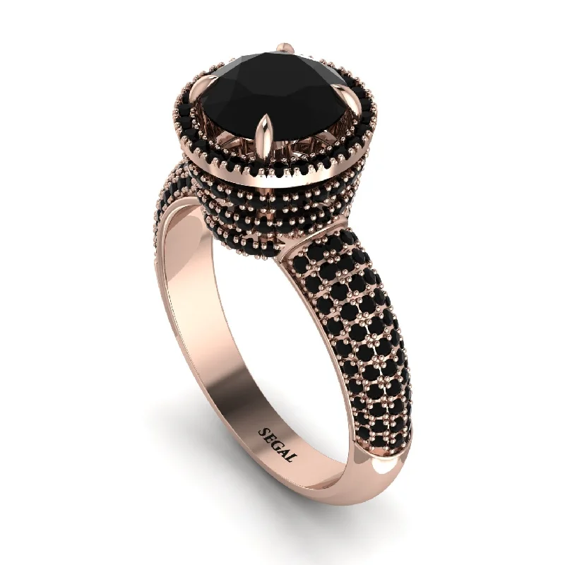 engagement-rose-gold-bypass-rings-Black Diamond Cluster Halo Engagement Ring - Katie No. 38