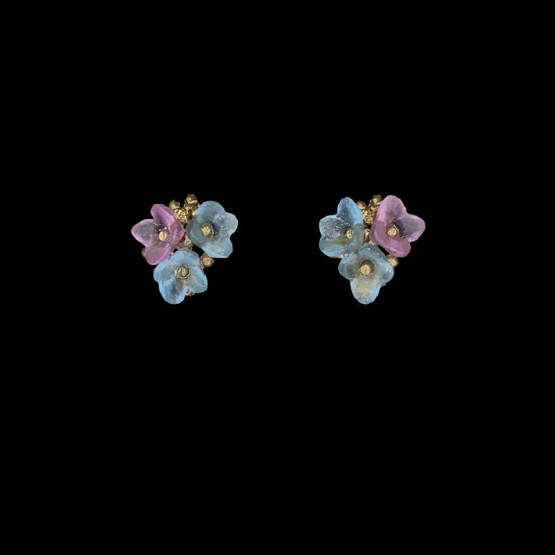 ladies-artisan-dangle-earrings-Hydrangea Teller Blue Earrings - Petite Post